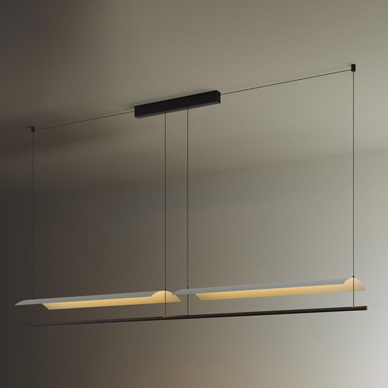 Metal LED Kitchen Island Fixture Contemporary Linear Ceiling Pendant Fixture