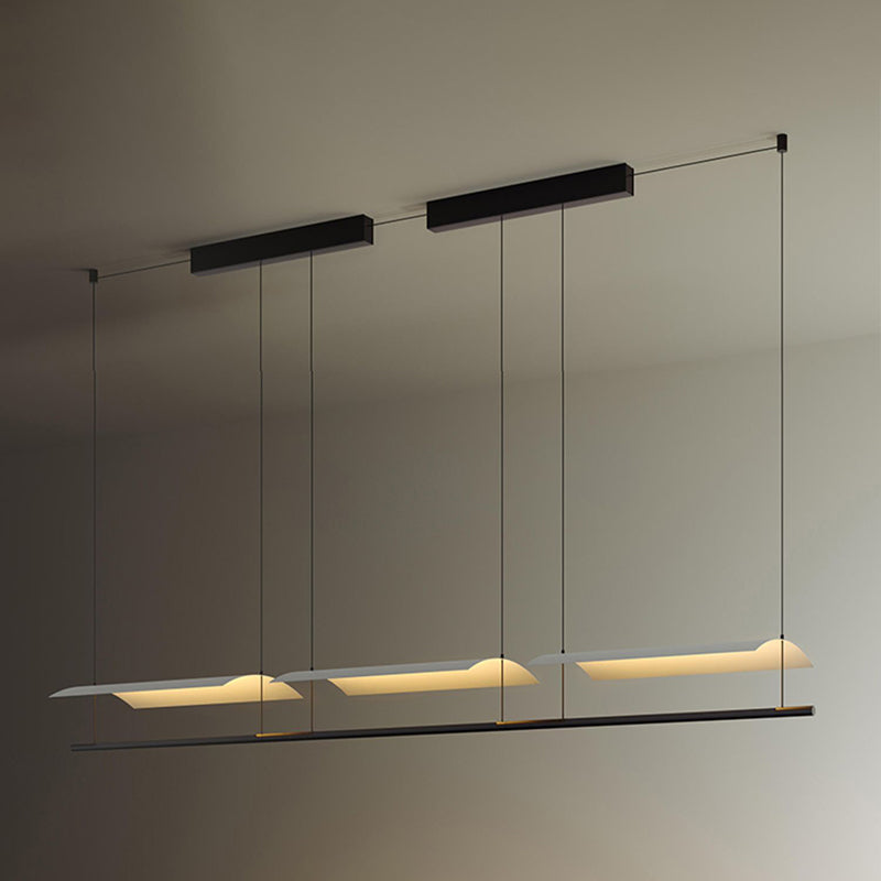 Metal LED Kitchen Island Fixture Contemporary Linear Ceiling Pendant Fixture