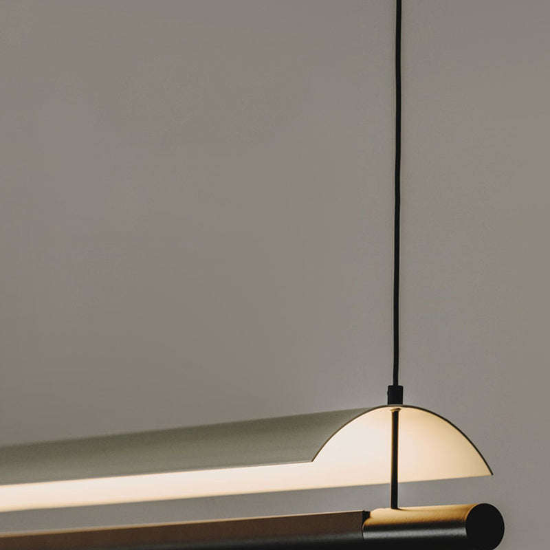 Metal LED Kitchen Island Fixture Contemporary Linear Ceiling Pendant Fixture