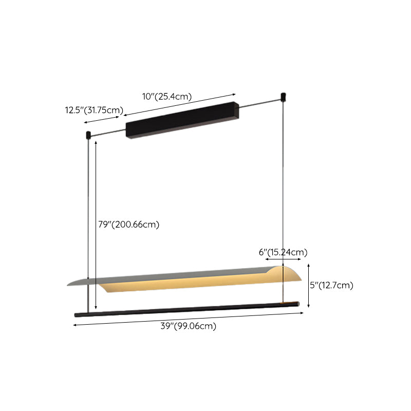 Metal LED Kitchen Island Fixture Contemporary Linear Ceiling Pendant Fixture