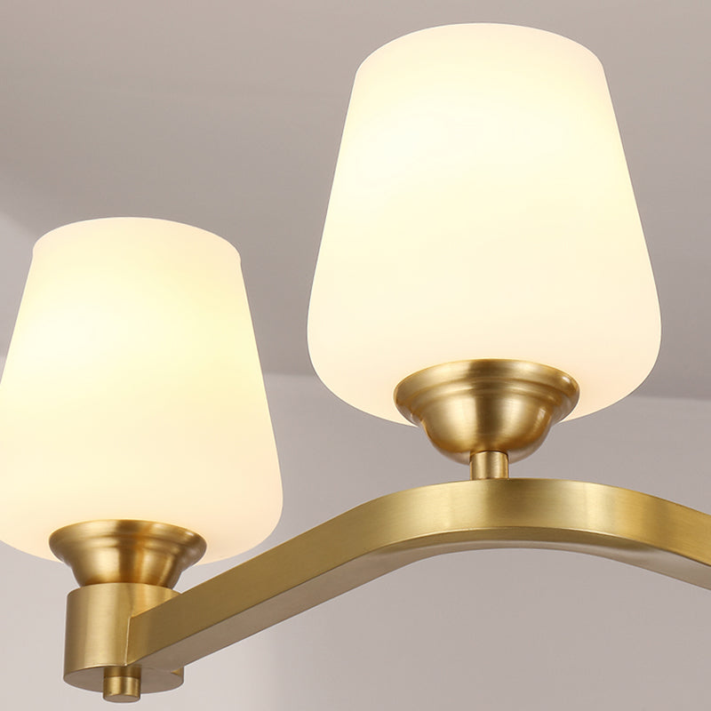 Golden Island Lamp Copper Island Hanging Lamp with Glass Shade for Dining Room