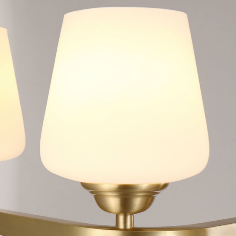 Golden Island Lamp Copper Island Hanging Lamp with Glass Shade for Dining Room