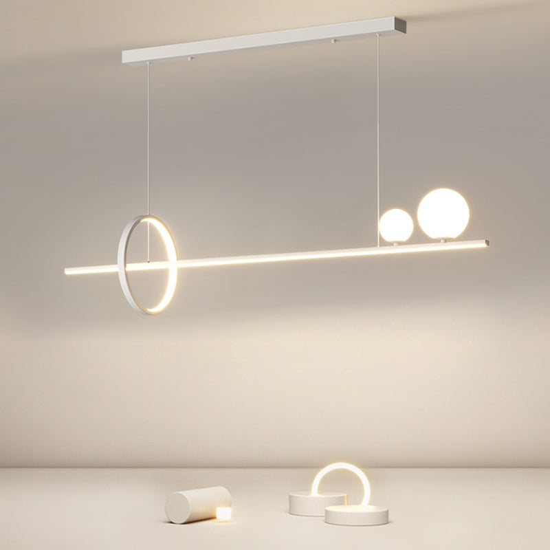 LED Island Lamp Strip Shape Island Hanging Lamp with Silica Gel Shade for Dining Room