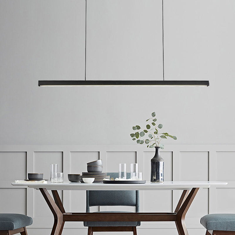 Modern LED Island Lamp Strip Shape Island Hanging Lamp with Wood for Dining Room