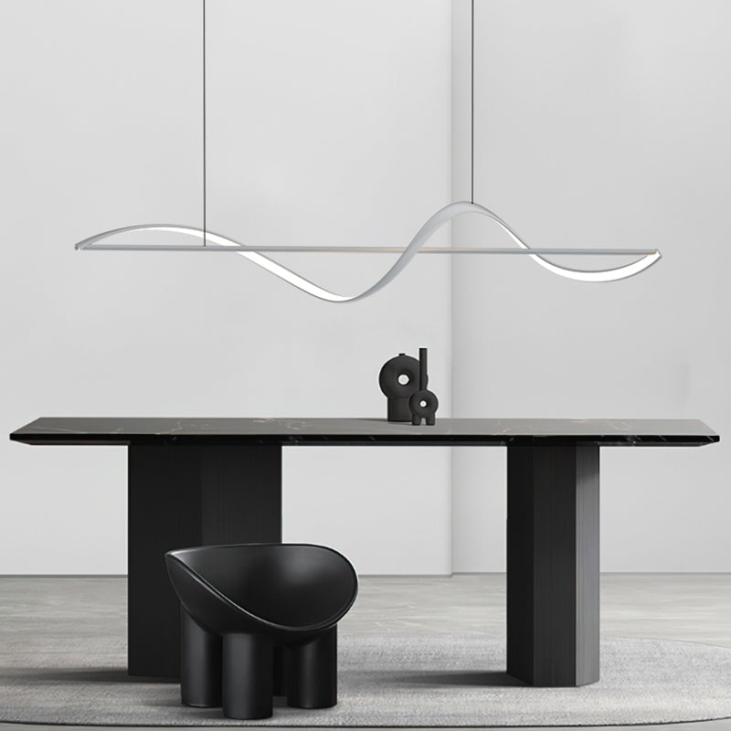 Modern LED Island Lamp Strip Shape Island Hanging Lamp with Plastic Shade for Dining Room