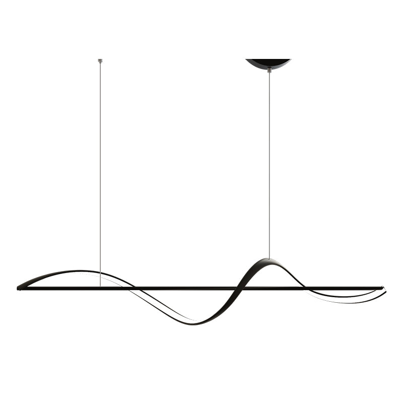 Modern LED Island Lamp Strip Shape Island Hanging Lamp with Plastic Shade for Dining Room