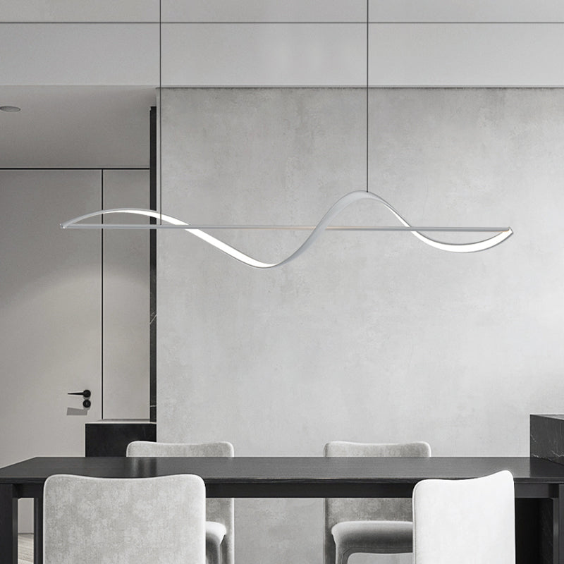 Modern LED Island Lamp Strip Shape Island Hanging Lamp with Plastic Shade for Dining Room