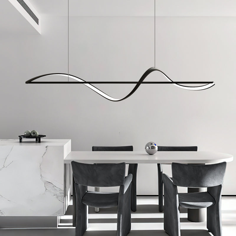 Modern LED Island Lamp Strip Shape Island Hanging Lamp with Plastic Shade for Dining Room