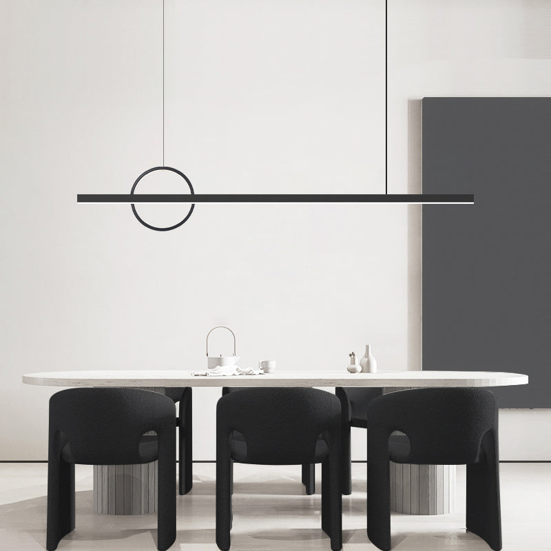 Black LED Island Lamp Modern Simple Island Hanging Lamp with Acrylic Shade for Dining Room