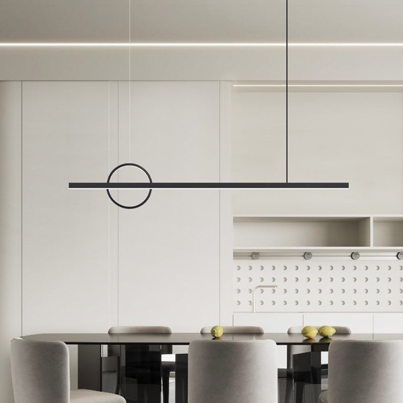 Black LED Island Lamp Modern Simple Island Hanging Lamp with Acrylic Shade for Dining Room