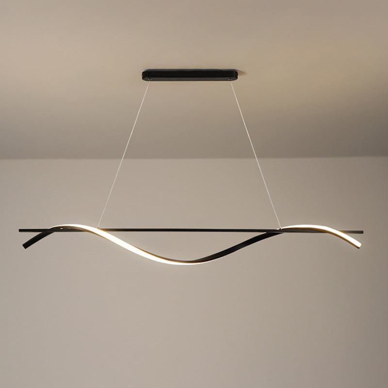 Strip Shape Island Lamp Modern Island Hanging Lamp with Silica Gel Shade for Dining Room