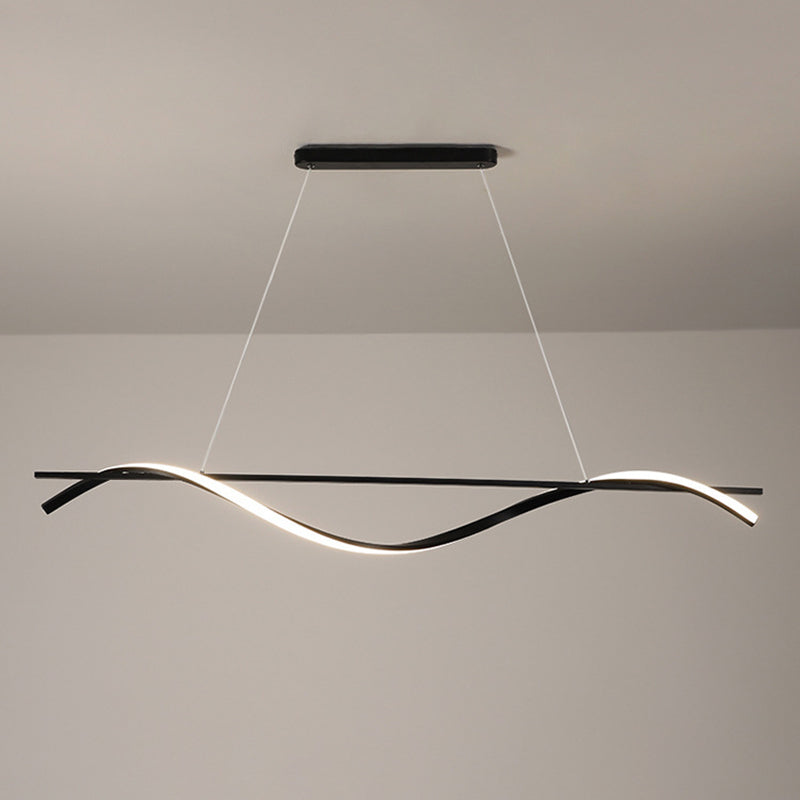 Strip Shape Island Lamp Modern Island Hanging Lamp with Silica Gel Shade for Dining Room