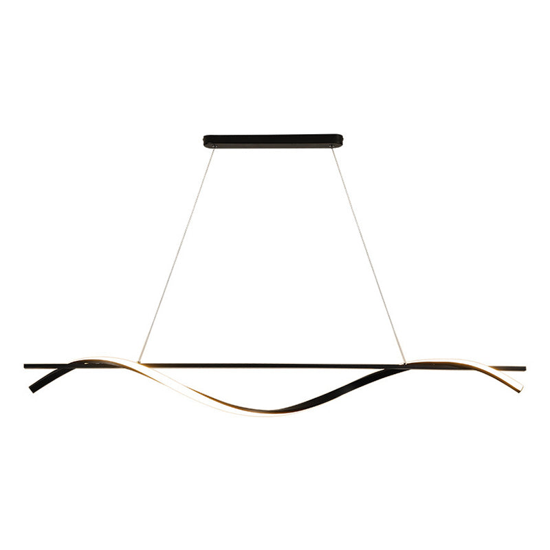 Strip Shape Island Lamp Modern Island Hanging Lamp with Silica Gel Shade for Dining Room