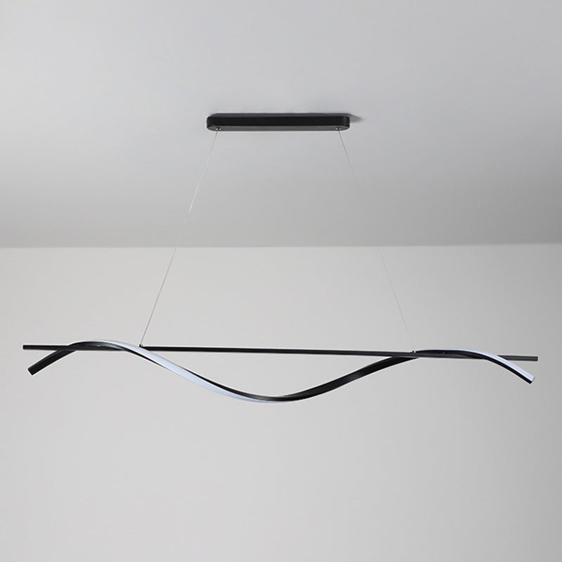 Strip Shape Island Lamp Modern Island Hanging Lamp with Silica Gel Shade for Dining Room