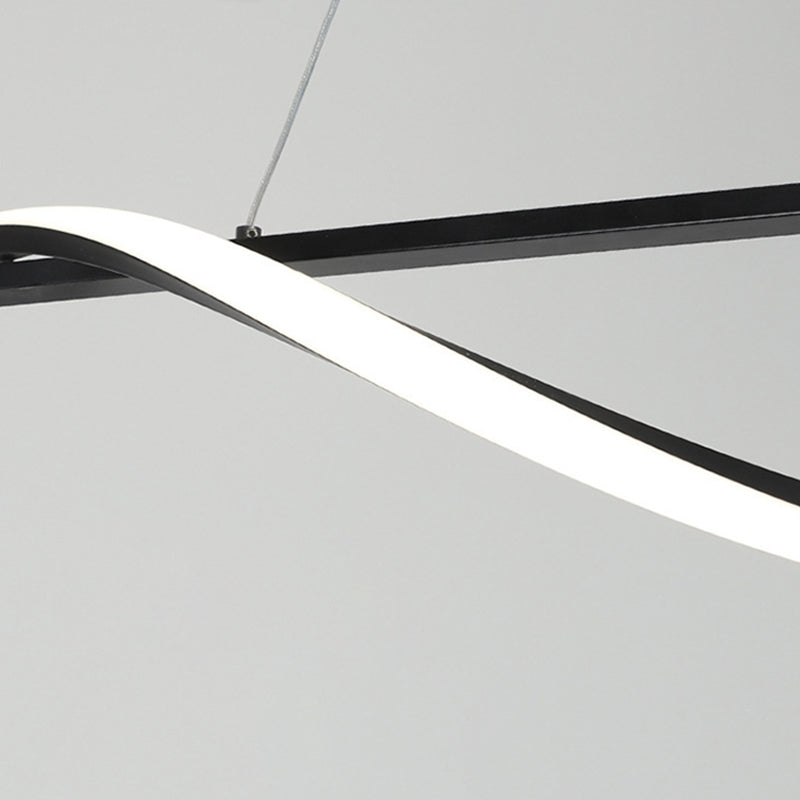 Strip Shape Island Lamp Modern Island Hanging Lamp with Silica Gel Shade for Dining Room
