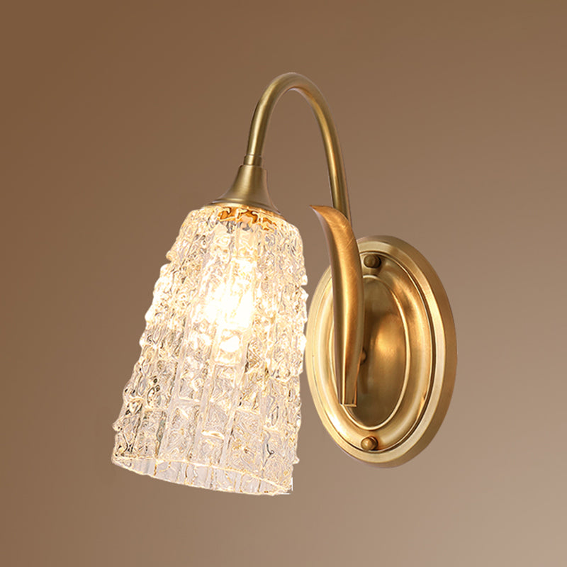 Modern Golden Wall Lamp Copper Wall Mount Lamp with Glass Shade for Bedroom