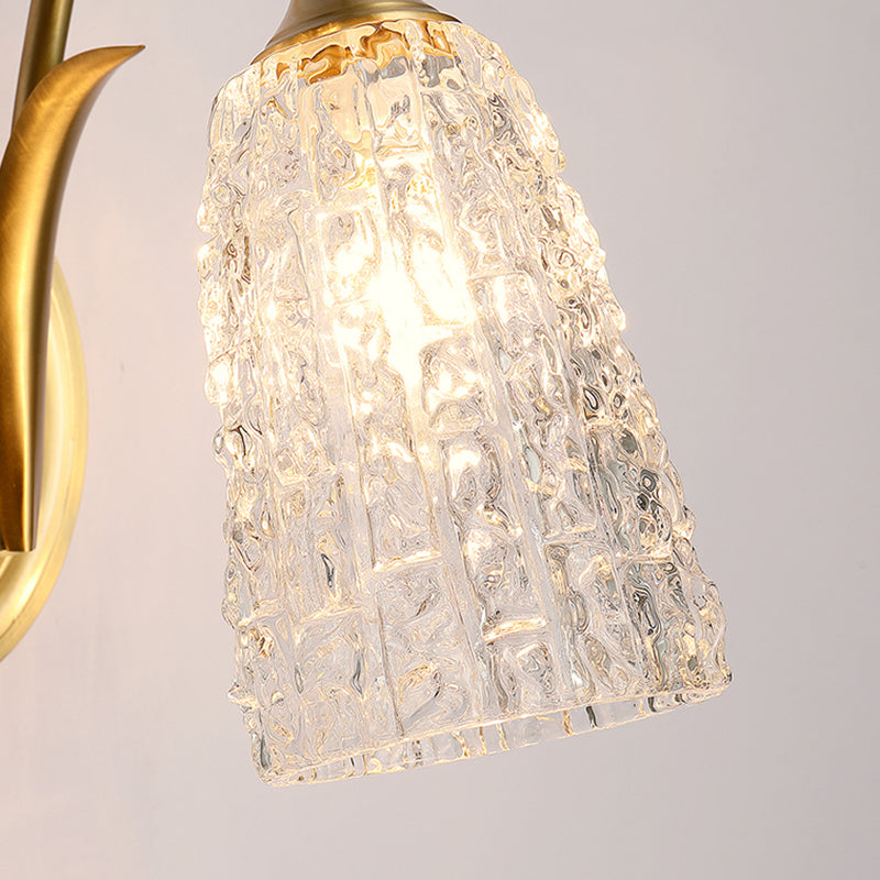 Modern Golden Wall Lamp Copper Wall Mount Lamp with Glass Shade for Bedroom