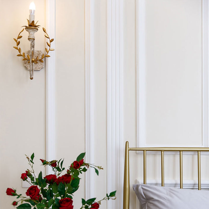 Candle Shape Wood Wall Sconces Modern 1-Light Wall Mount Light Fixture in Gold