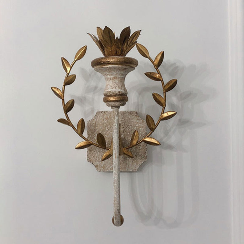 Candle Shape Wood Wall Sconces Modern 1-Light Wall Mount Light Fixture in Gold