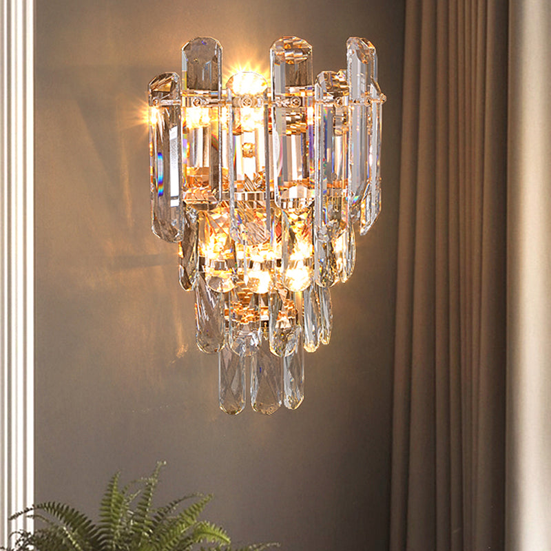 Geometric Shape Crystal Wall Sconces Modern 2-Lights Wall Mount Light Fixture