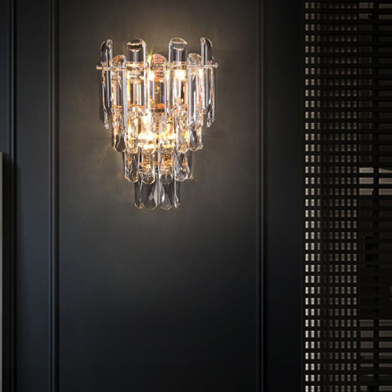 Geometric Shape Crystal Wall Sconces Modern 2-Lights Wall Mount Light Fixture