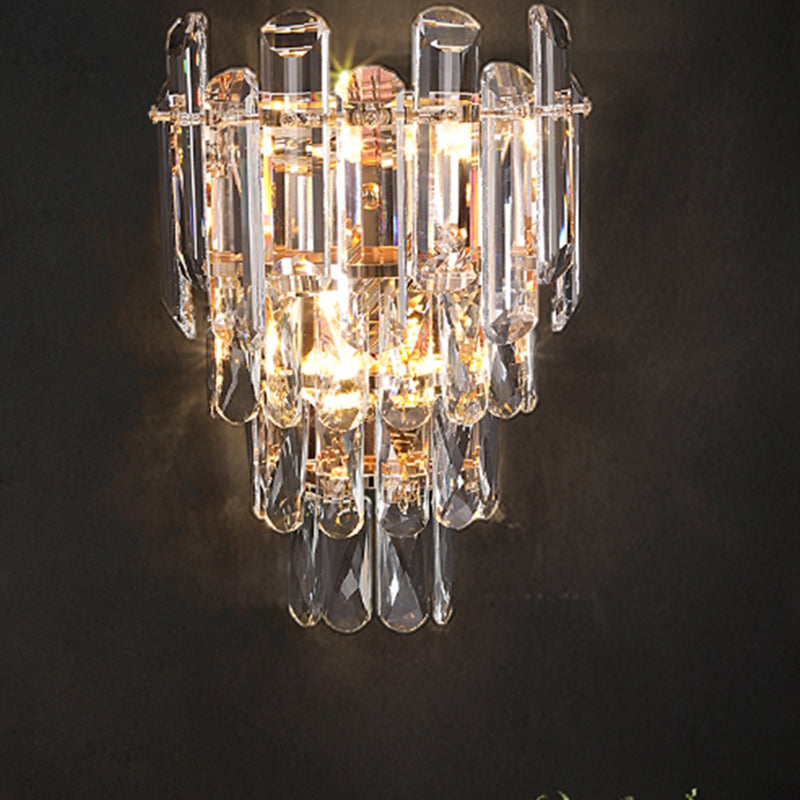 Geometric Shape Crystal Wall Sconces Modern 2-Lights Wall Mount Light Fixture