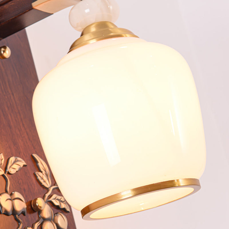 Glass Shade Wall Mounted Light Fixture Modernism Wooden Wall Mounted Sconce