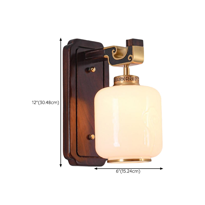 Glass Shade Wall Mounted Light Fixture Modernism Wooden Wall Mounted Sconce