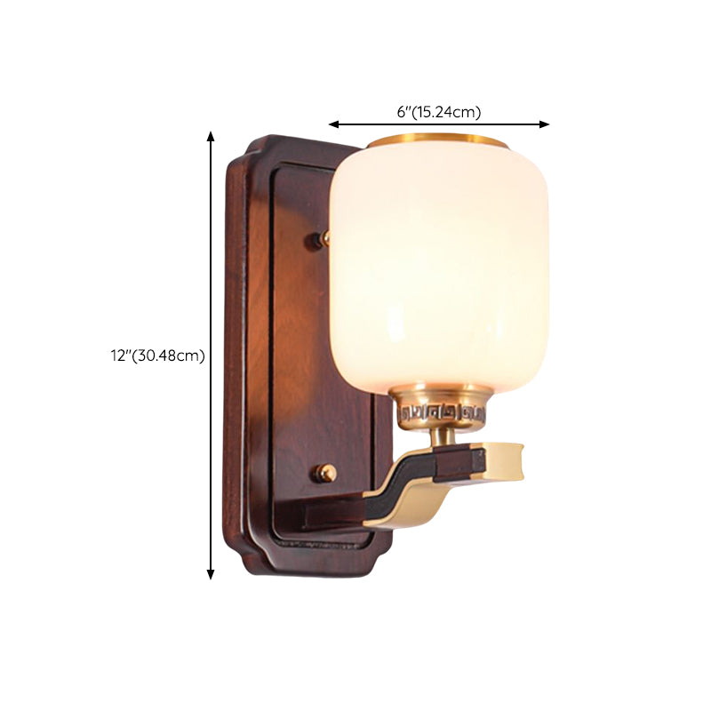 Glass Shade Wall Mounted Light Fixture Modernism Wooden Wall Mounted Sconce