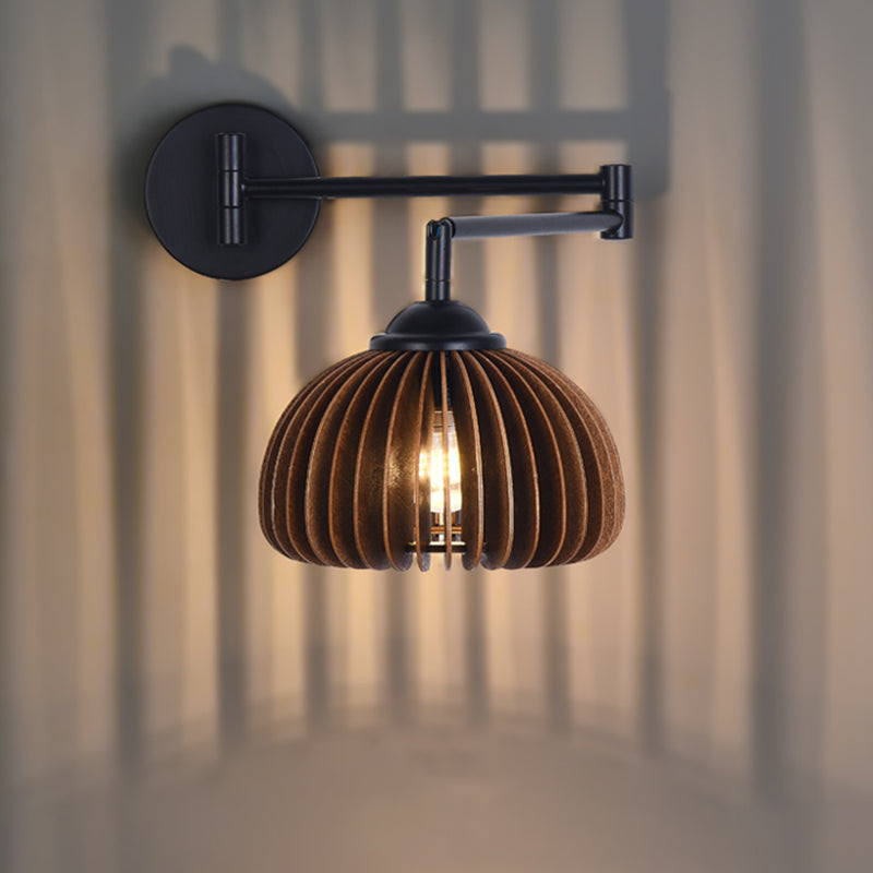 Modern Wooden Wall Lamp 1-Light Wall Light Sconce for Bedroom