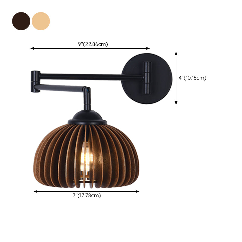 Modern Wooden Wall Lamp 1-Light Wall Light Sconce for Bedroom