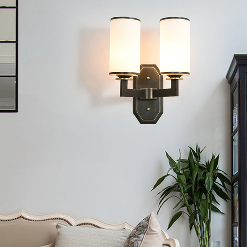 Cylinder Shape Glass Vanity Lamp Modern Style 1/2 Light Vanity Light Fixture