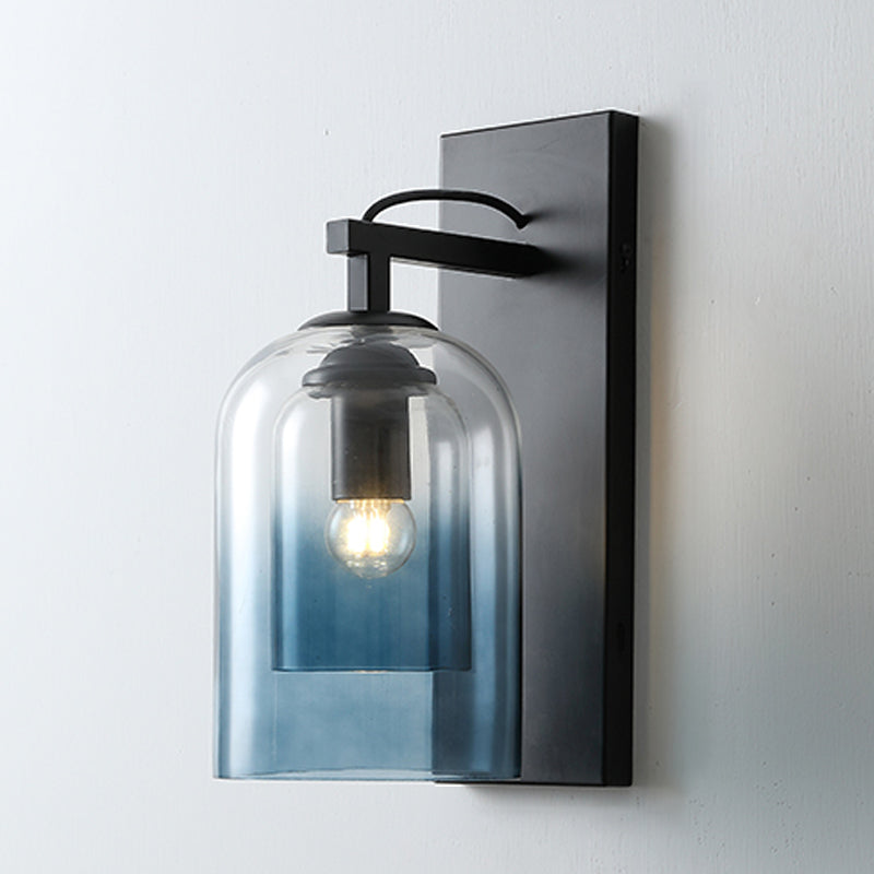 Cylinder Shape Glass Vanity Lamp Industrial Style 1 Light Vanity Light Fixture