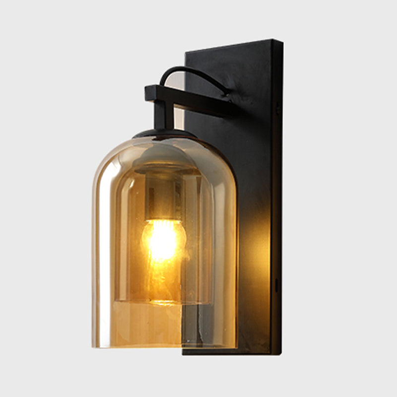 Cylinder Shape Glass Vanity Lamp Industrial Style 1 Light Vanity Light Fixture