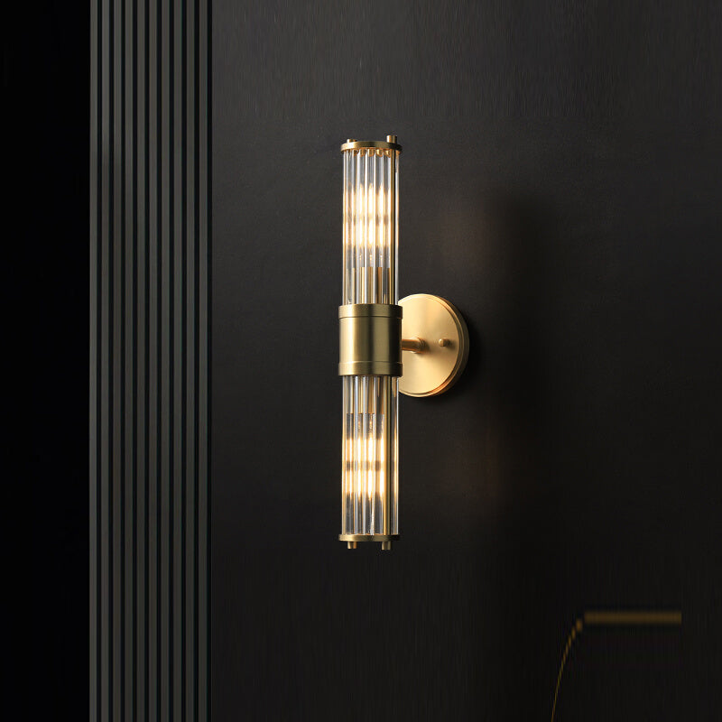 Cylinder Shape Metal Vanity Lamp Modern Style 2 Lights Vanity Light Fixture in Gold