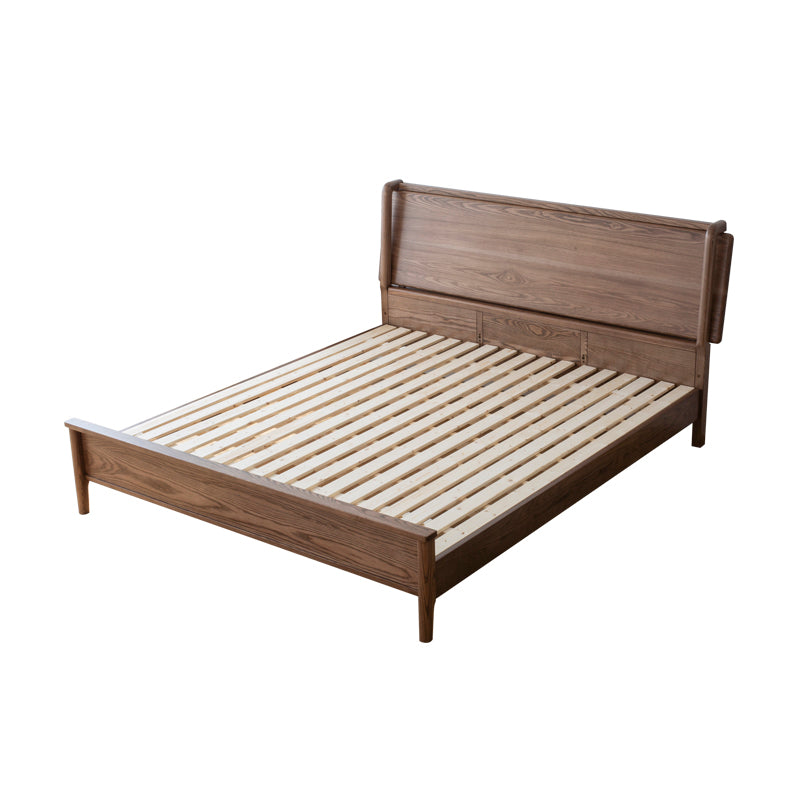 Mid-Century Modern Solid Color Bed Wood Rectangular Bed Frame