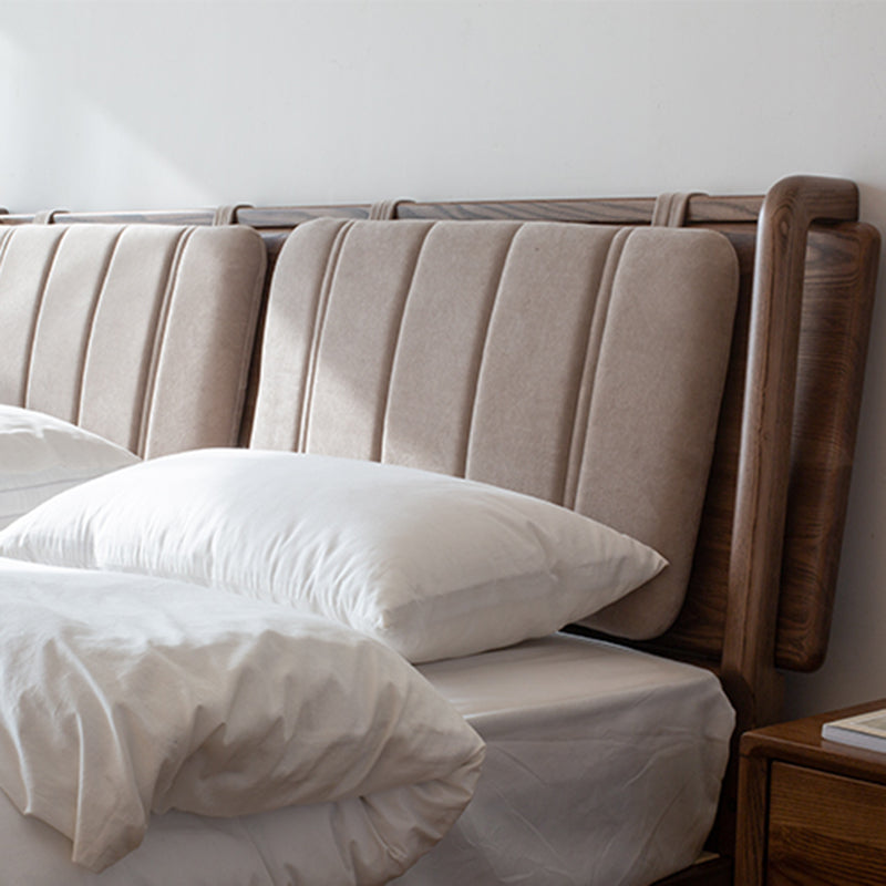 Mid-Century Modern Solid Color Bed Wood Rectangular Bed Frame