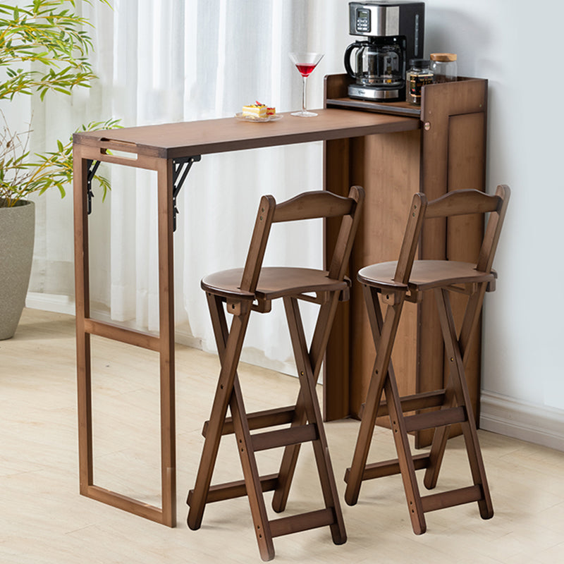 Wood Bar Pub Table Set 1/3 Pcs Folding Bar Table and Stools in Brown and Natural