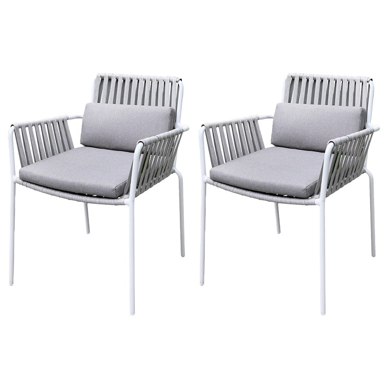 White Arms Included Dining Side Chair Stacking Outdoor Bistro Chairs