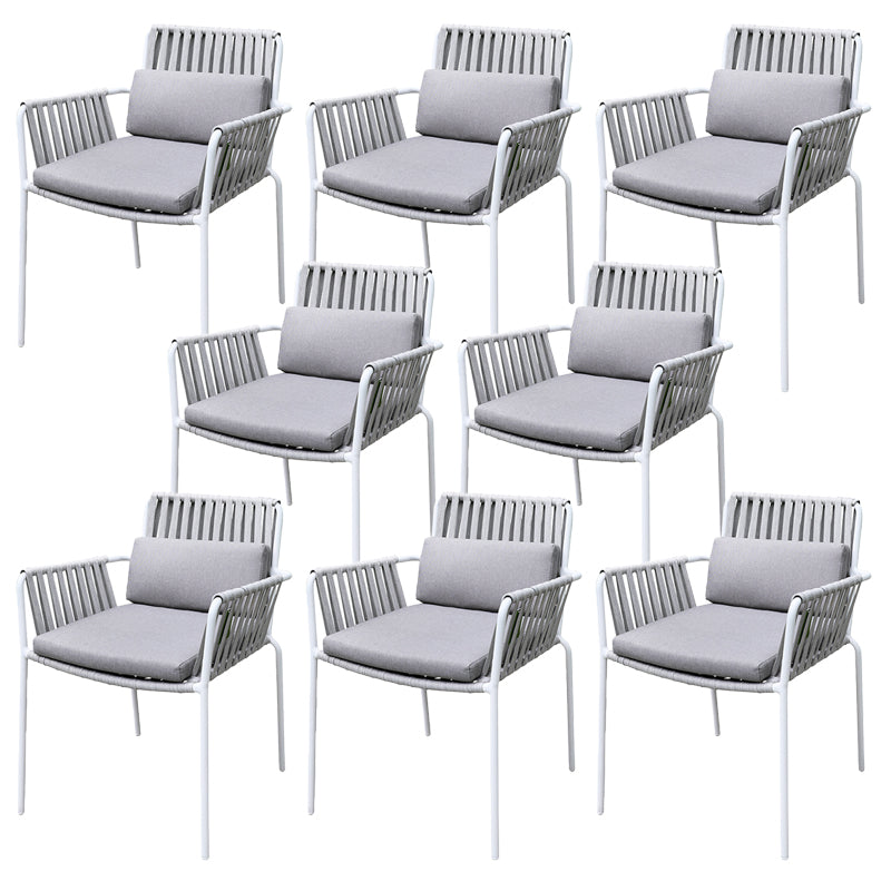 White Arms Included Dining Side Chair Stacking Outdoor Bistro Chairs
