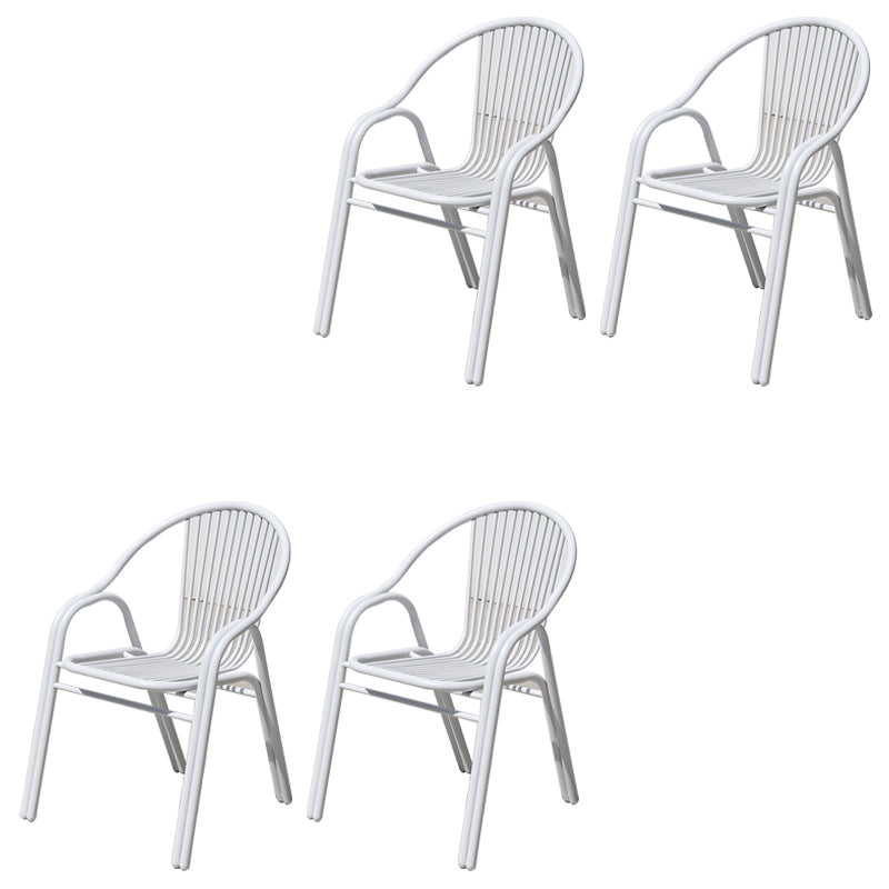 Modern White Dining Side Chair Stacking Outdoor Bistro Chairs