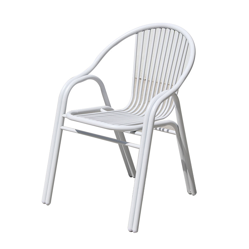 Modern White Dining Side Chair Stacking Outdoor Bistro Chairs