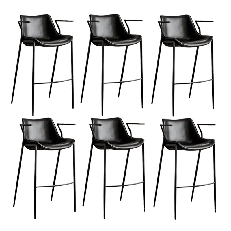 Faux Leather Counter Stool Modern Style Low Back Bar Stool with Footrest