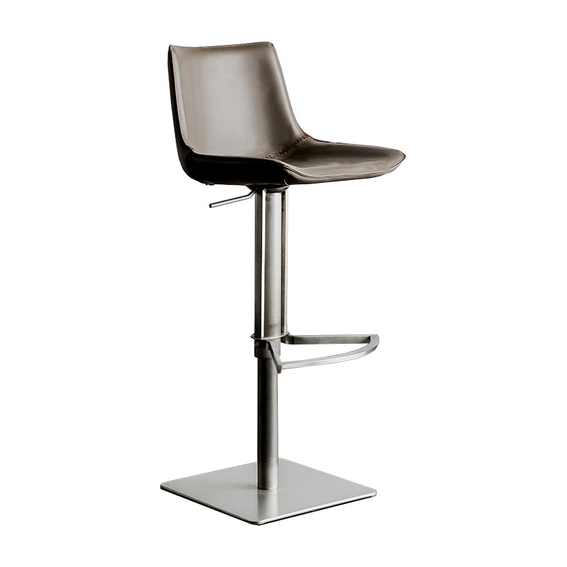 Faux Leather Counter Stool Modern Style Low Back Bar Stool with Footrest