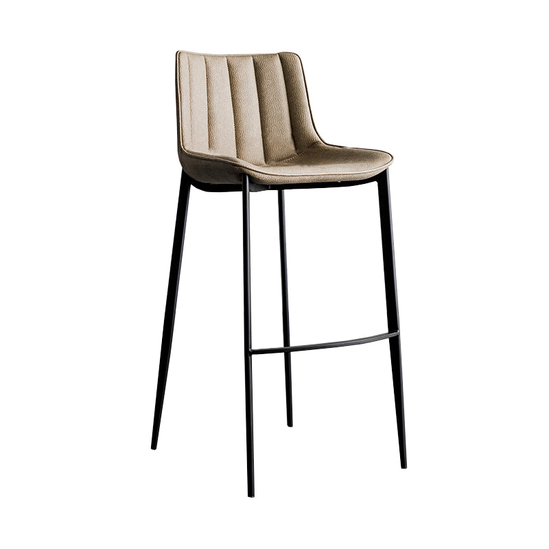 Faux Leather Counter Stool Modern Style Low Back Bar Stool with Footrest