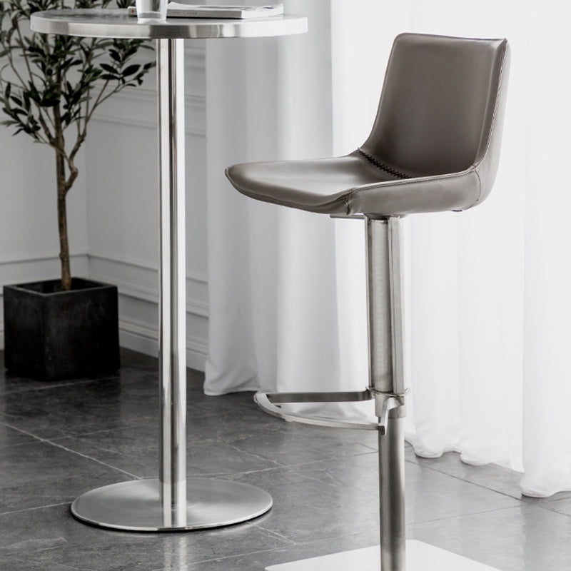 Faux Leather Counter Stool Modern Style Low Back Bar Stool with Footrest
