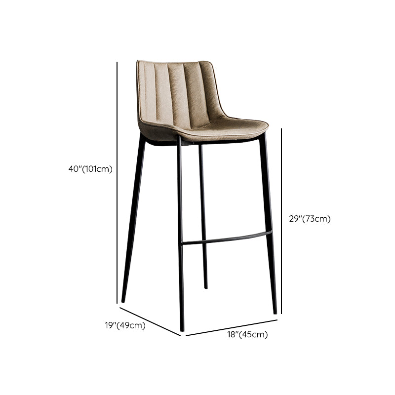 Faux Leather Counter Stool Modern Style Low Back Bar Stool with Footrest