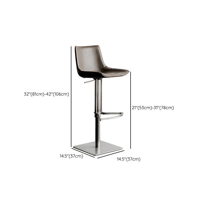 Faux Leather Counter Stool Modern Style Low Back Bar Stool with Footrest