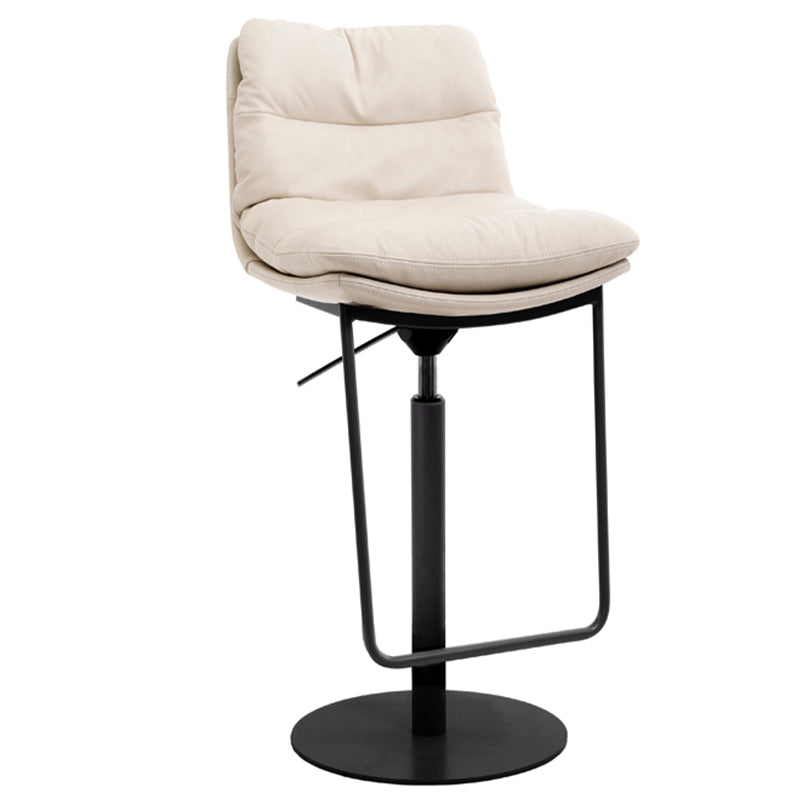 Contemporary Style Armless Barstool Leather Adjustable Height Bar Stool