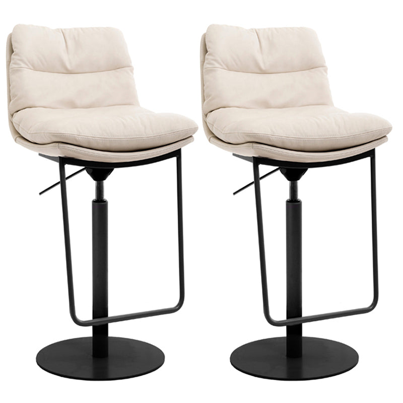 Contemporary Style Armless Barstool Leather Adjustable Height Bar Stool